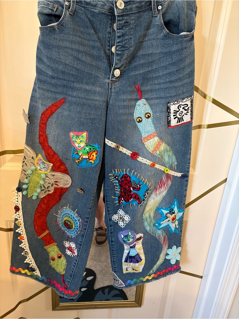 Artsy one of a kind Vintage X America , over the top embellishment, size 12/31